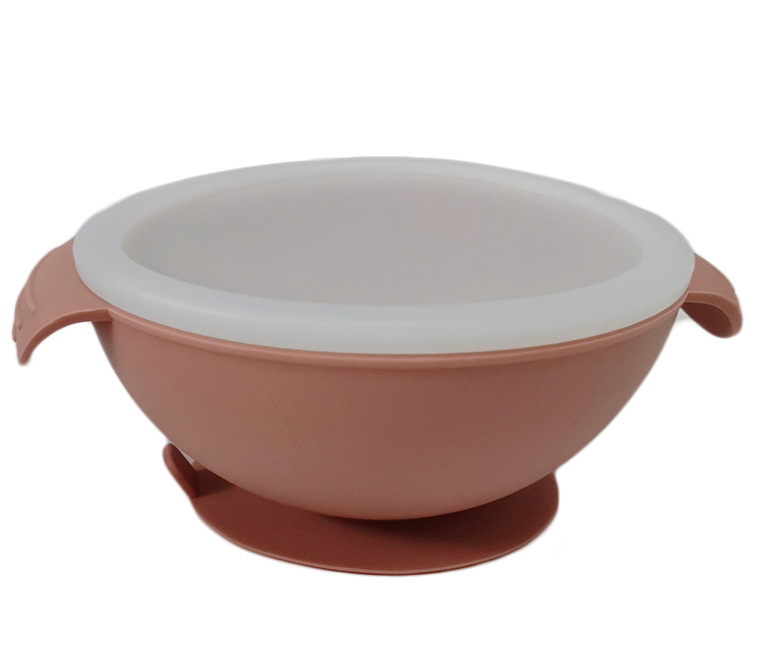 Pink suction bowl with lid