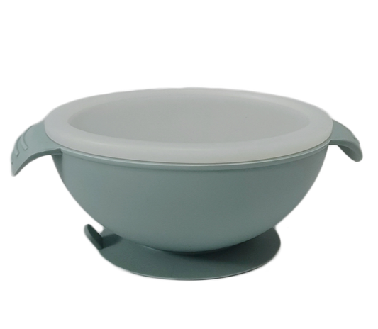 Blue suction bowl with lid