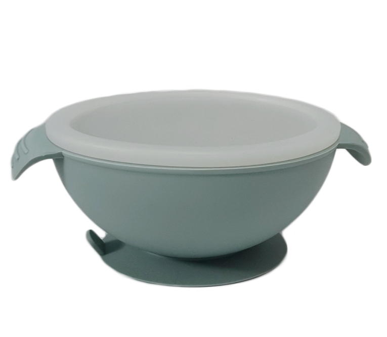 Blue suction bowl with lid