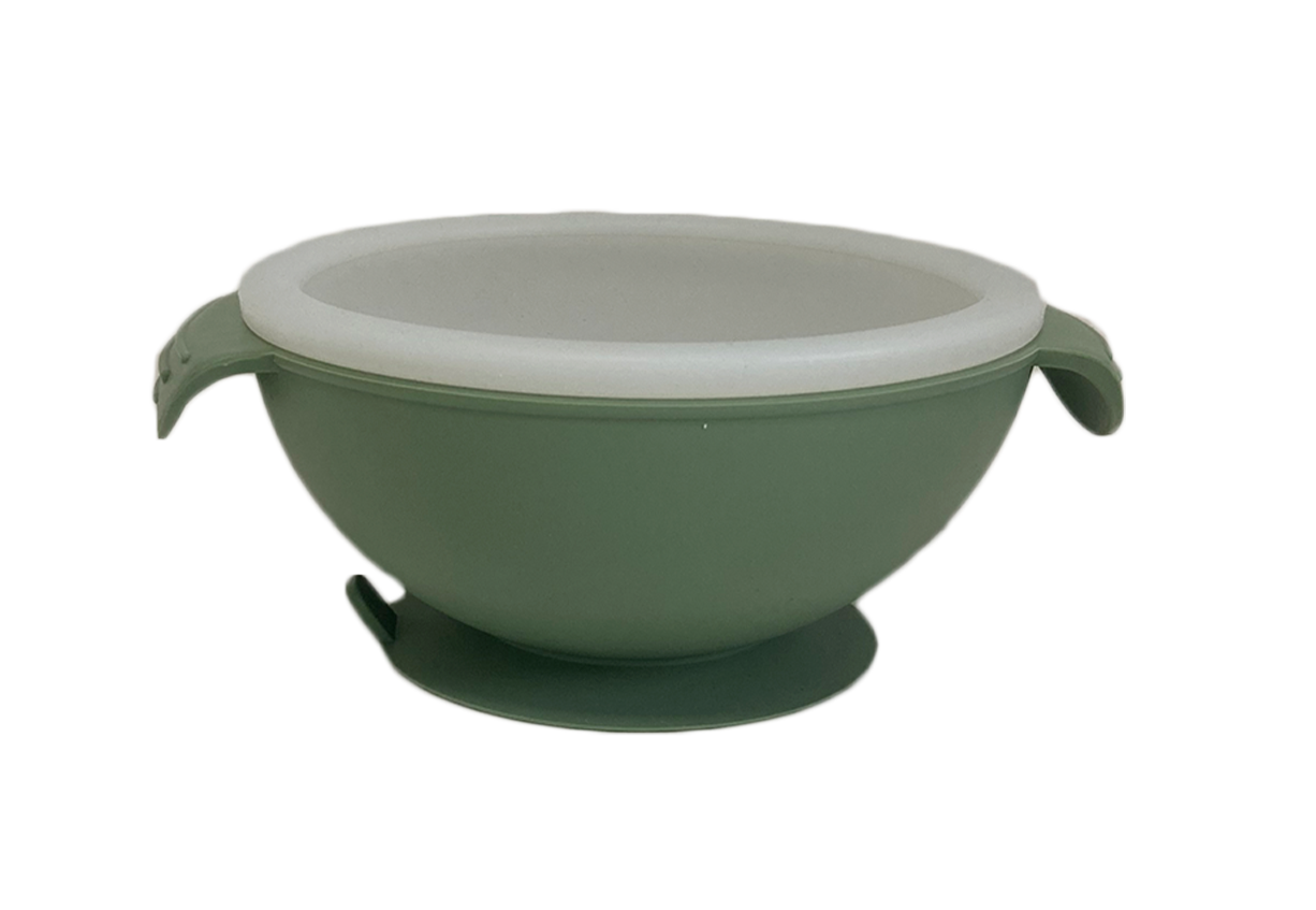 Green suction bowl with lid
